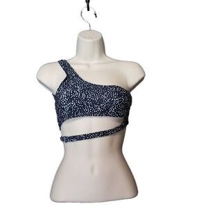 Shein Black White Printed Bikini Swimming Suit Top Cut Out One Shoulder Small